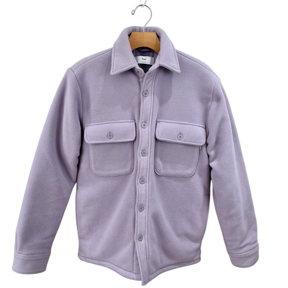 TNA Lavender Purple Ash Mauve Polar Fleece Quilted Shirt Jacket Size 1 (XS) - Picture 4 of 11